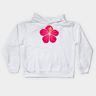 Pink Hand Drawn Hibiscus Flower Kids Hoodie